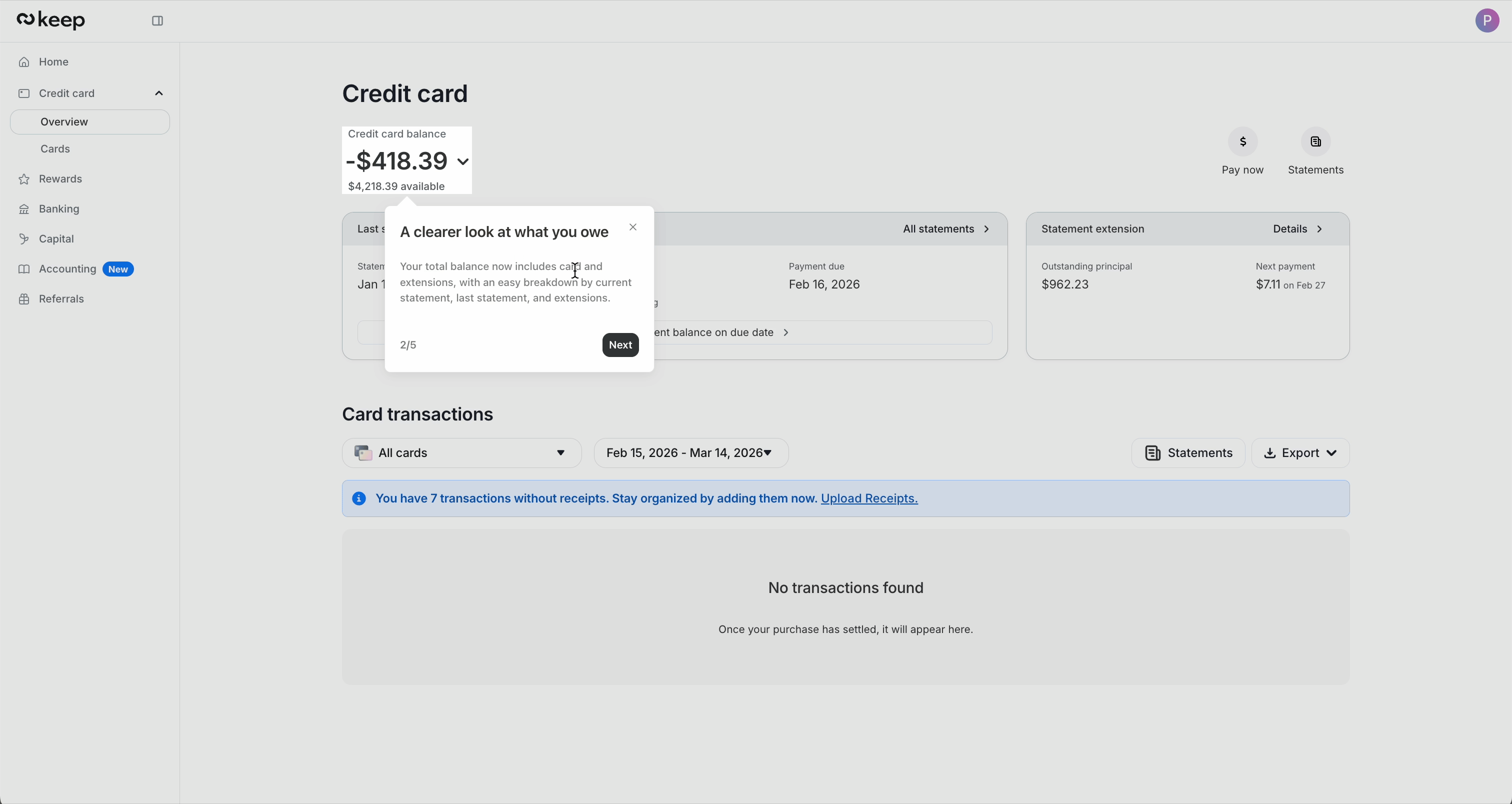 Currenct credit card overview