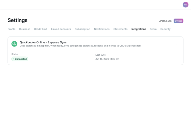 Bank Feed connection status in Keep