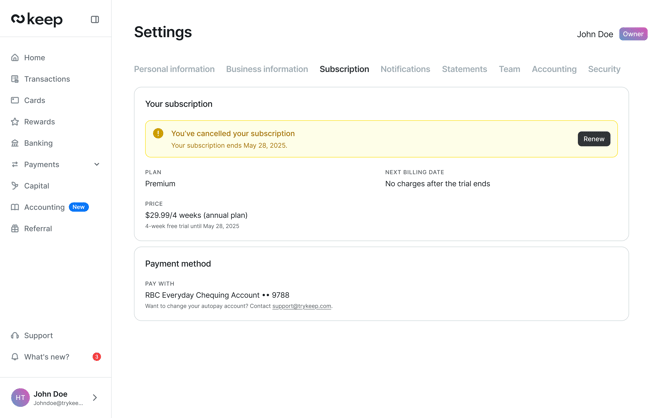 Settings _ Subscripon _ Cancelled during trial